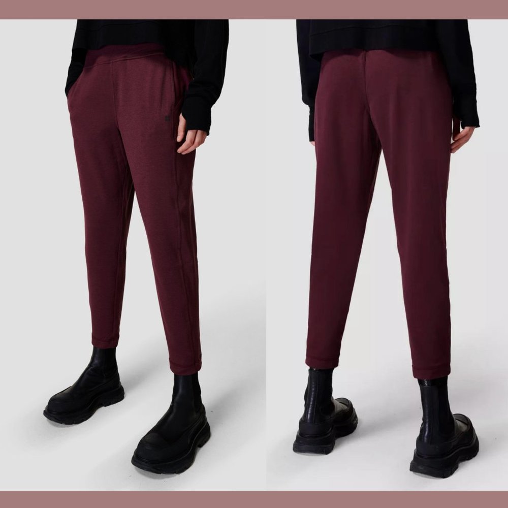 NWT $98 Sweaty Betty [ XS ] Gary 25" Cozy Taper‎ Pants in Plum Red Marl